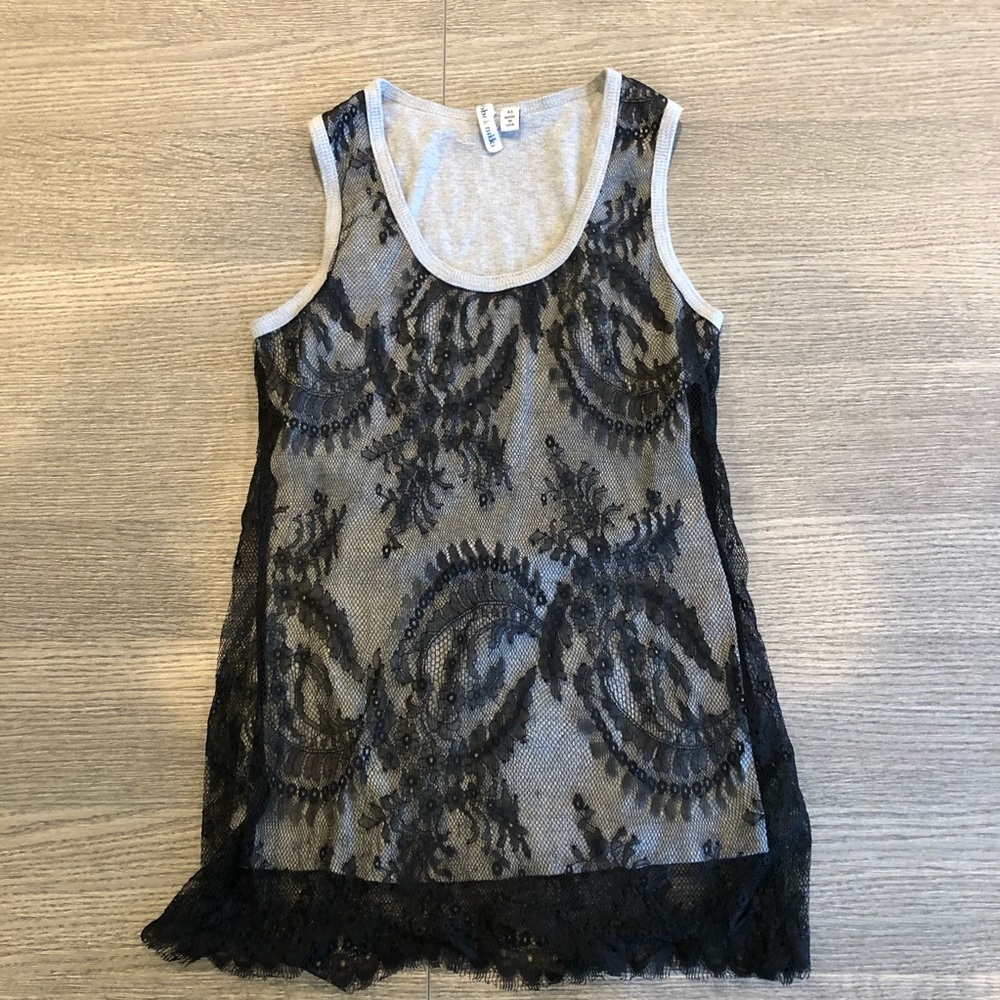 Robbi and Nikki Grey and Black lace Tank